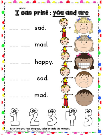 Print the sight word you and are